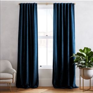 West Elm Worn Velvet Regal Blue curtain panels - set of 2